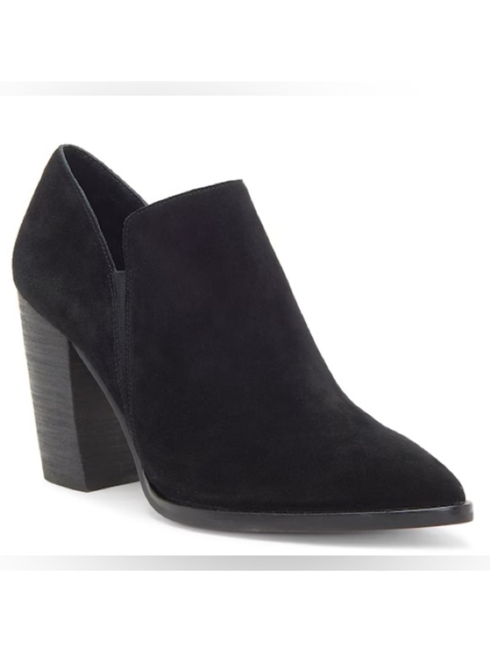Vince Camuto Black Cintella Suede Slip On Ankle Booties Women's Size 6.5